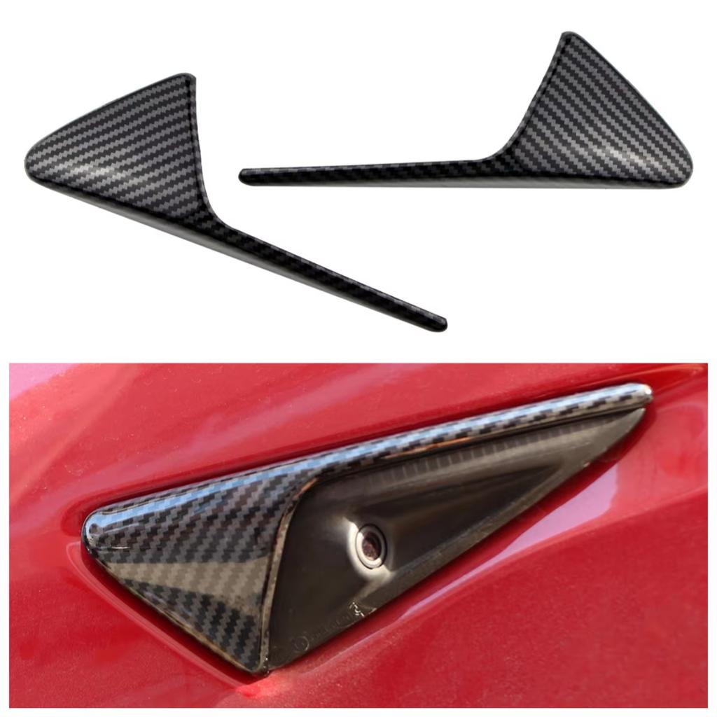 2pcs Car Side Camera Protective Cover for Tesla Model 3 Y ABS Carbon Fiber Turn Signal Cover Trim Decoration Accessories