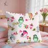 Lovely Bird Retro Cushion Cover Square Short Plush Pillow Case Living Room Sofa Home Decor Funda X