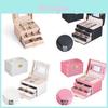 Leather Jewelry Box With Lock And Mirror For Gift Jewelry Storage