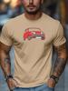 Unisex Light Blue Crew Neck Tee Classic Red Mini Cooper Retro Compact Car Illustration Vintage Auto Fan Soft Cotton Male Tops