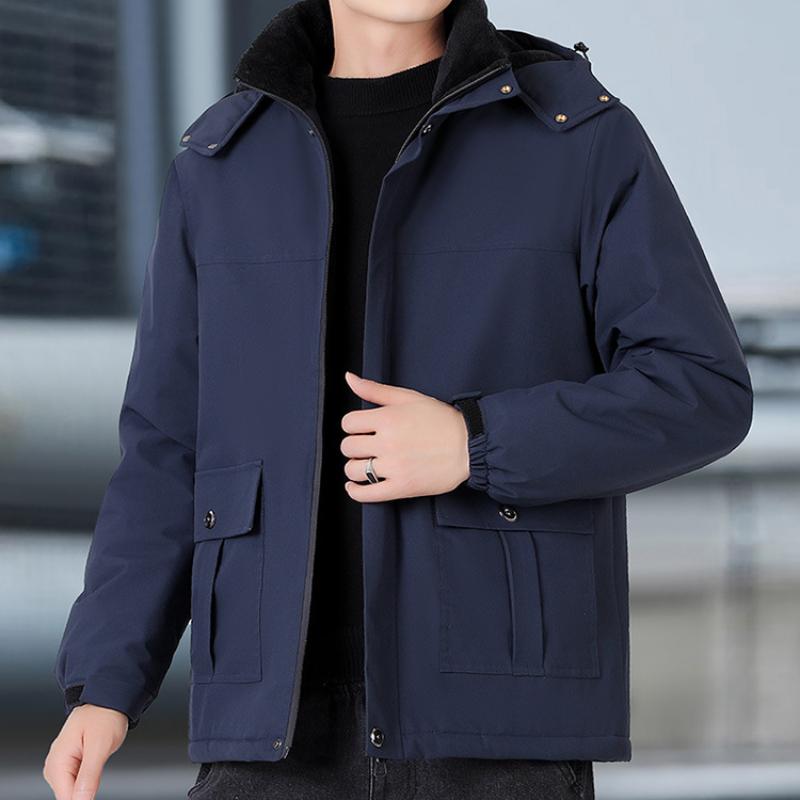Fashionable and versatile Men's Thickened Warm Winter Jacket - Wrinkle Resistant Lightweight Soft and Cozy Long Sleeve Down Jacket