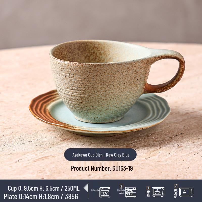 Wabi-Sabi Ceramic Coffee Cup & Saucer Set: Exquisite, High-End Latte Cup Perfect for Afternoon Tea