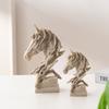 Vintage Style Horse Head Statue Collectible Resin Figurine Rustic Animal Bust Sculpture for Home Office Desk Decor
