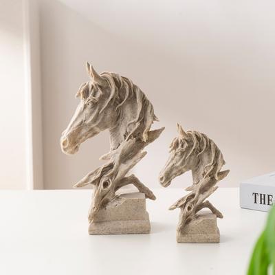 Vintage Tarzı At Başı Heykeli Koleksiyonluk Reçine Figür Rustik Hayvan Büst Heykeli Ev Ofis Masaüstü Dekorasyonu İçin