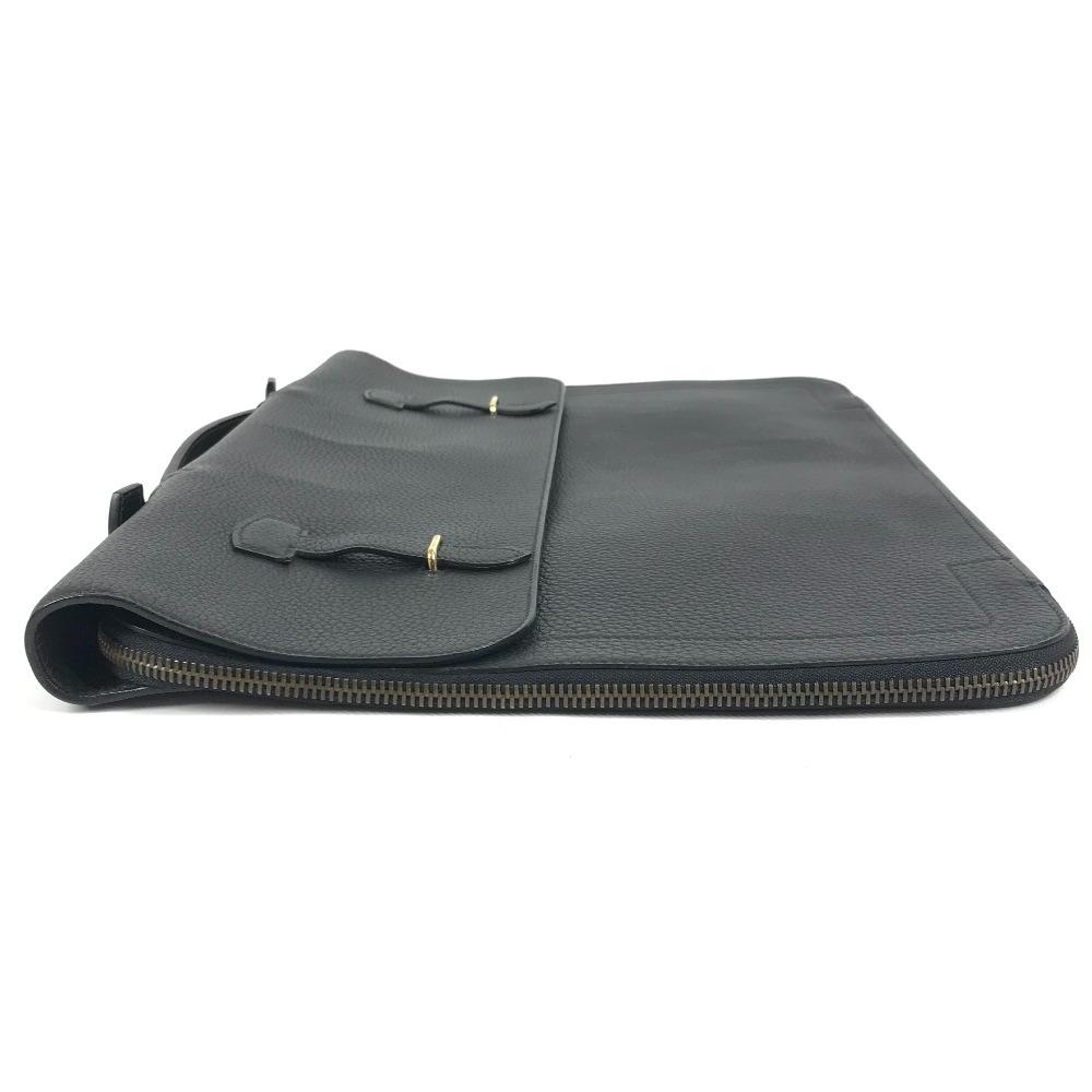 HERMES vintage Serviette Tote Bag Document Handbag Business bag Leather Black