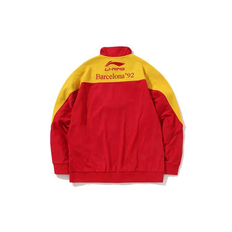 Li-Ning New York Fashion Week Retro Spliced Jacket Unisex Jacket Red Yellow AWDN787-1