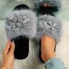 Women'S Sexy Solid Color Slip-On Slippers with Glittery Bow Detail - Soft Fabric Upper & TPR Sole, Indoor/Outdoor Winter Comfort for Home