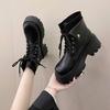 Martin boots women's 2025 autumn and winter new thick heel strap cigarette tube elastic boots British style platform Chelsea short boots women