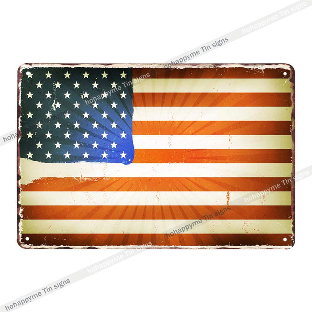 American Canada National Flag Wall Decoration Tin Sign Vintage Country Flag Metal Plaque Childrens Room Decor xcm