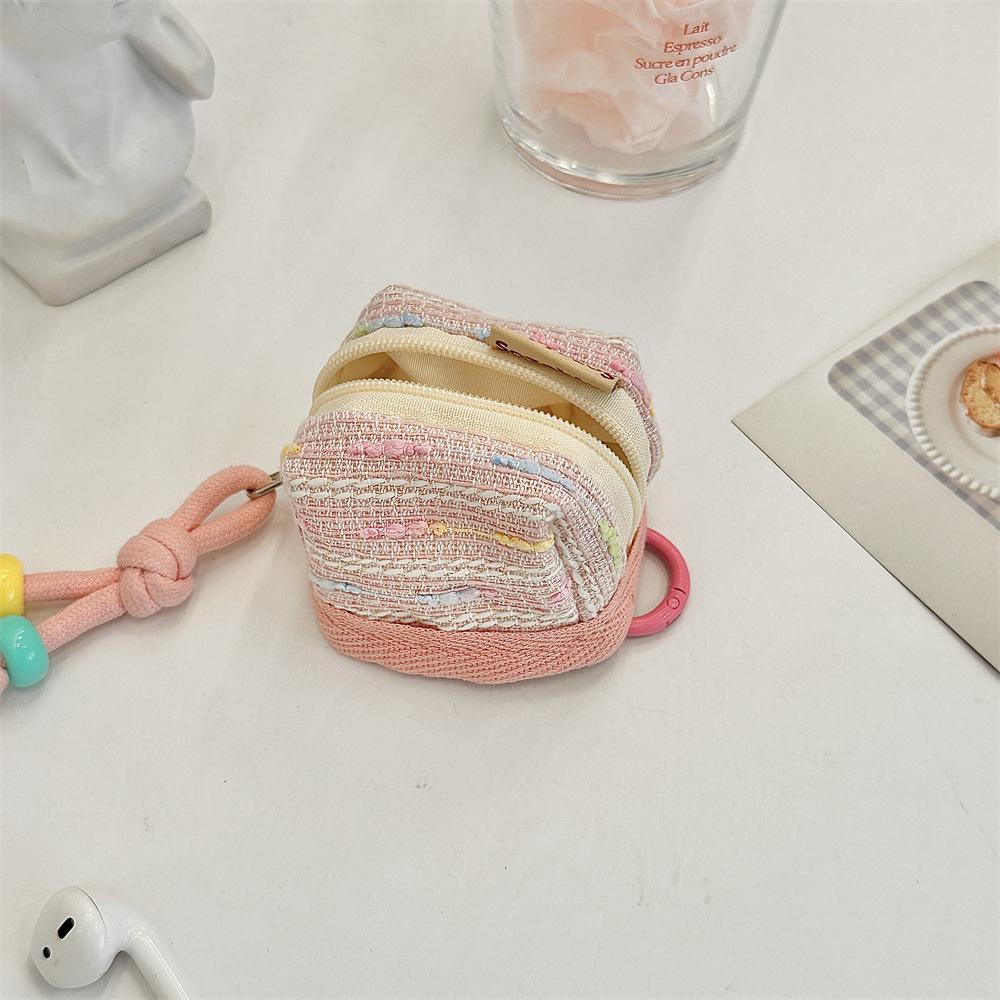 Portable Wireless Bluetooth Earphone Protective Case Soft Cloth Cover Fashionable Geometric Women's Keychain Bag China Origin