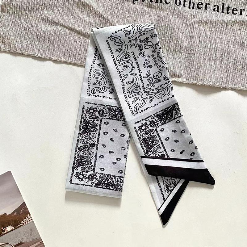Luxary Brand Design Flower Print Silk Scarf for Women Fashion Hair Headband Foulard Lady Skinny Bag Scarves Neckerchief Tie