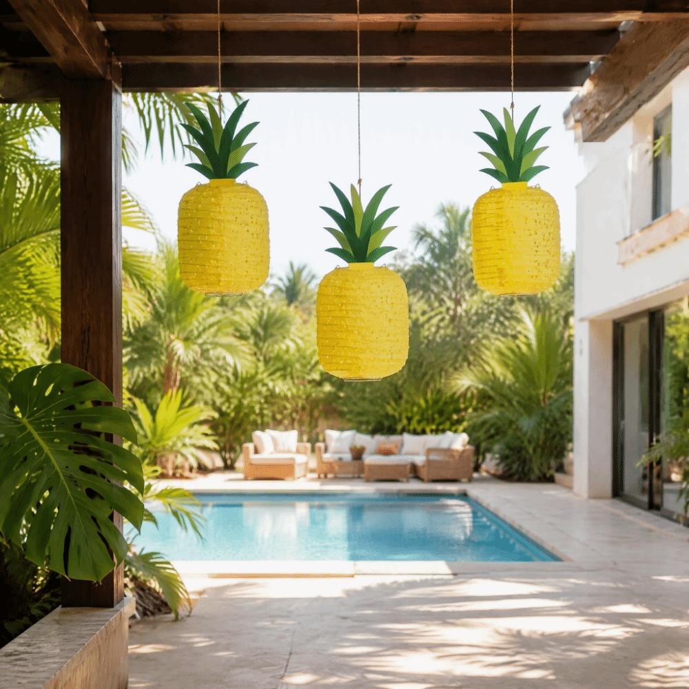 3PCS Foldable Pineapple Paper Lanterns Hawaiian Festival Lantern Photo Opportunities