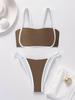 2024 Europäischer & Amerikanischer Farbblock Schnür-Bikini mit niedriger Taille