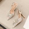 Mode Liyke Neue Mode Kristall Diamant Schleife Damen Pumps Sexy Mesh Spitzzehe Weiß Hohe Absätze Hochzeit Ballschuhe Stiletto Sandalen