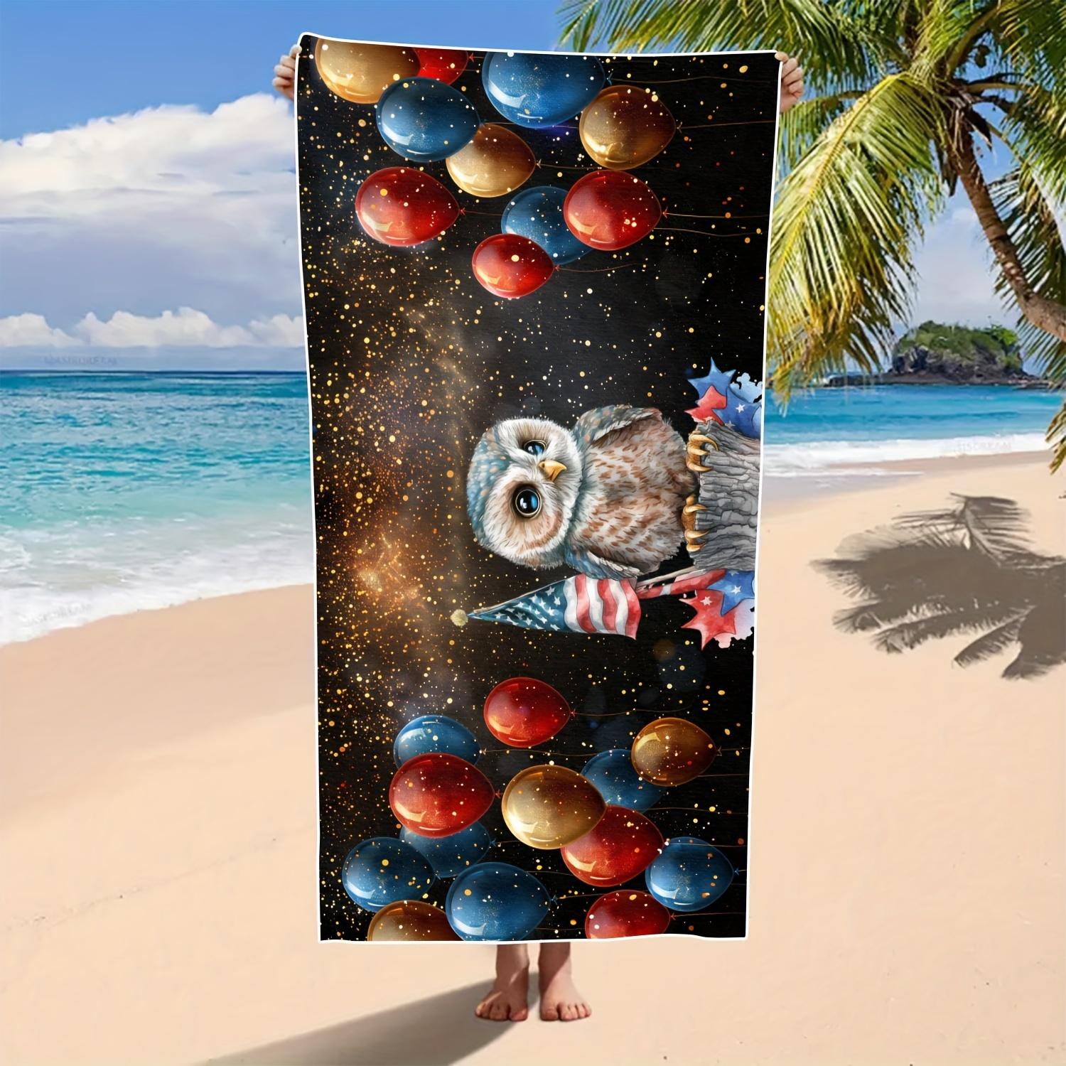 Owl Cute Cartoon Pattern Beach Towel Absorbent Lightweight Towel For Beach Shower Swimming Pool Travel Vacation Camping Essentia 70X140cm