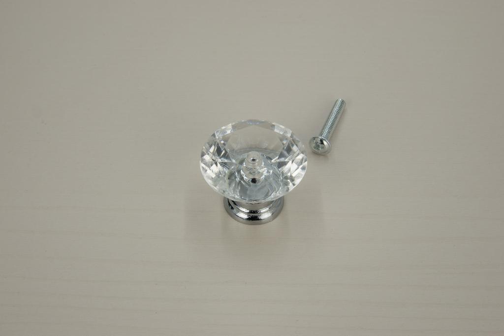 10 x Round Diamond Silver Furniture Knob