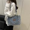 Fashion Vintage Denim Shoulder Bags Plaid Beggar Style Women's Tote Bag Versatile Jeans Commuting Bags Handbag