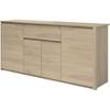 Buffet Bas BETTY - Chêne Dakota - 4 Portes, 1 Tiroir - 185 X 46 X 85,5 Cm