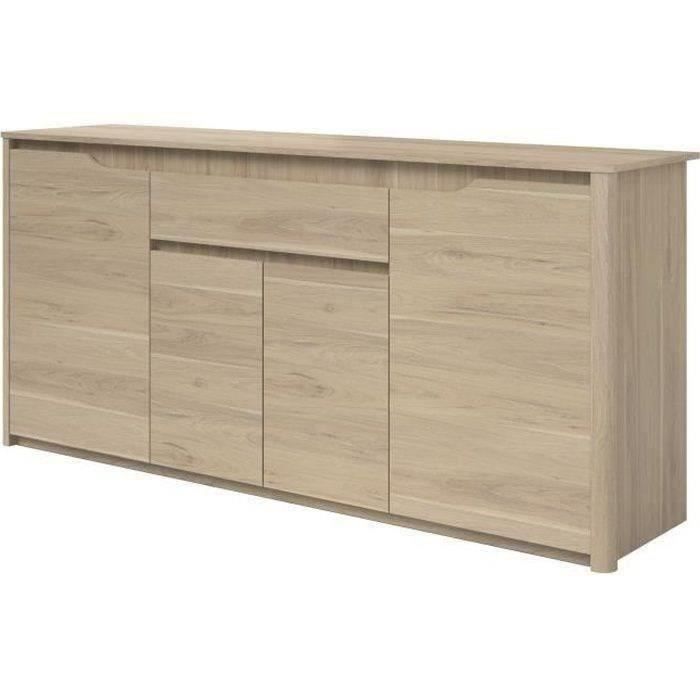Buffet Bas BETTY - Chêne Dakota - 4 Portes, 1 Tiroir - 185 X 46 X 85,5 Cm
