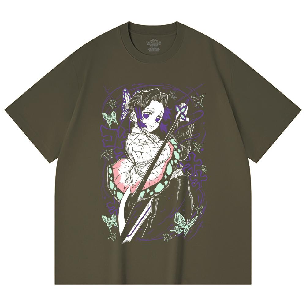 230 Gsm 100% Cotton Demon Slayer V44 Shibobu Print Unisex Heavy Cotton T Shirt