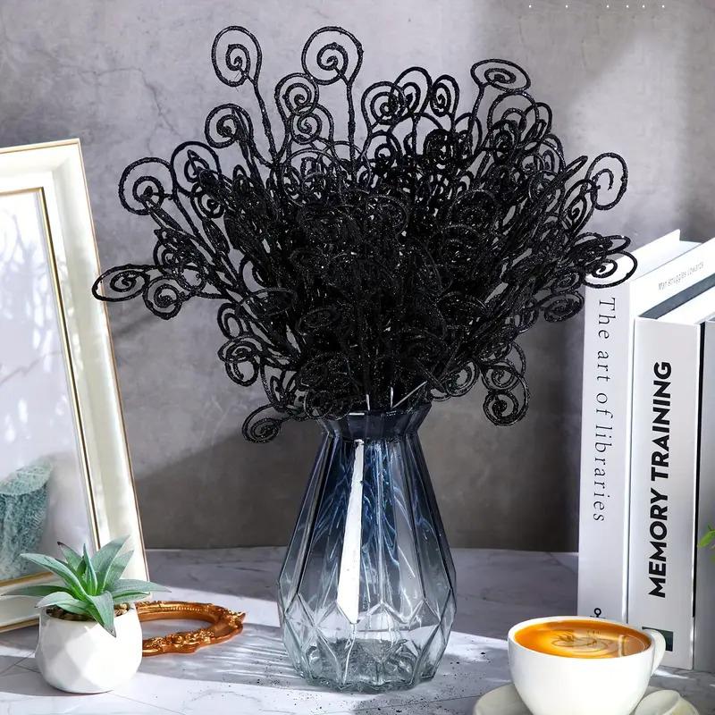 10 Stück/Set Lockiger Baum Pick Weihnachten Künstlicher Stiel Pick Hochzeit Spray Zweig Glitzer Baumdekoration Ornament Vasenfüller 5 Farben