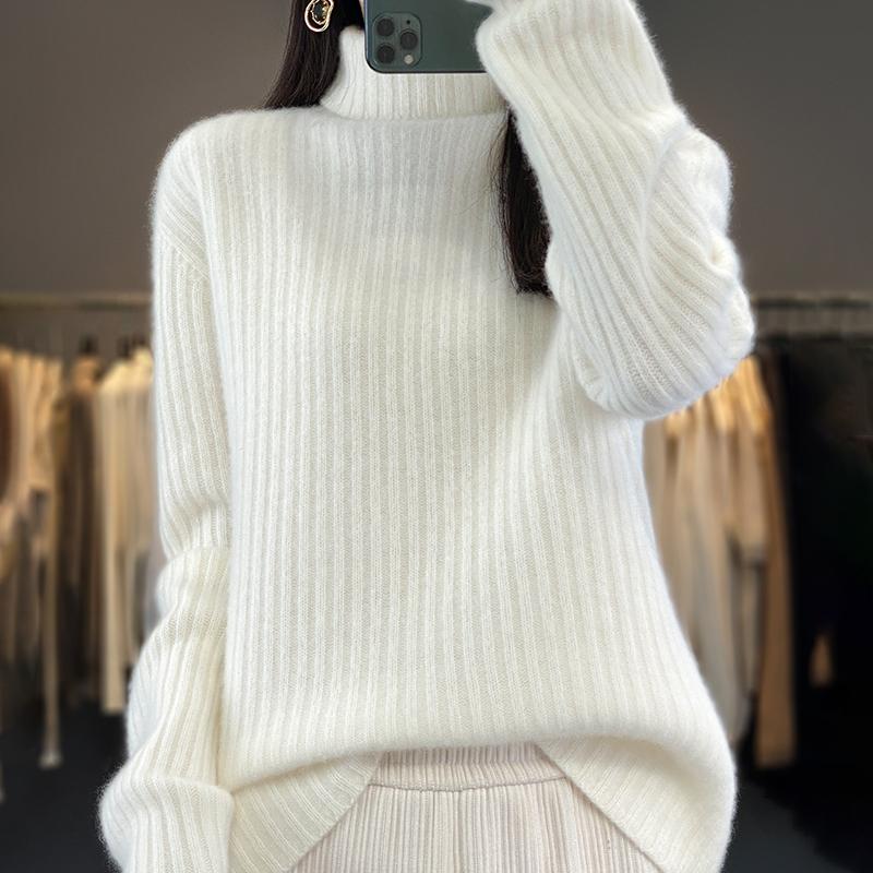 Women's Cashmere Sweater Qinghe Cashmere 30% Cashmere 70% Wool Women's Autumn and Winter Cashmere Pullover Soft and Warm