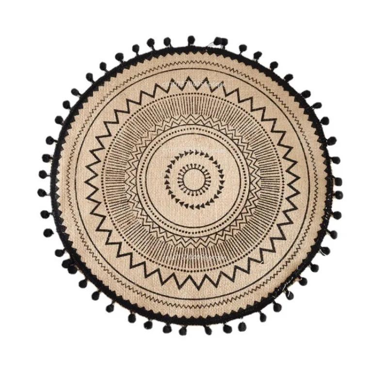38cm Natural Vintage Jute Woven Placemats Bohemian Style Party Decoration Hanging Wall Decor Mat Vase Mat Table Mats Placemat