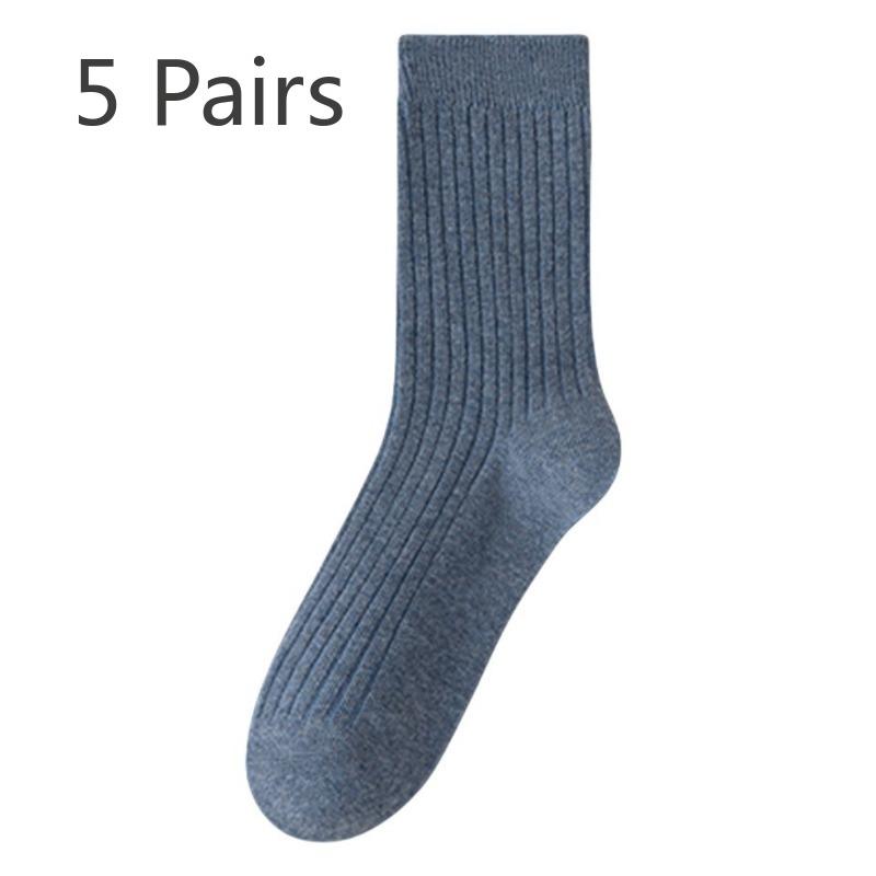 5 Pairs of Women's Spring and Autumn Style New Cylinder Pure Cotton Pile Socks