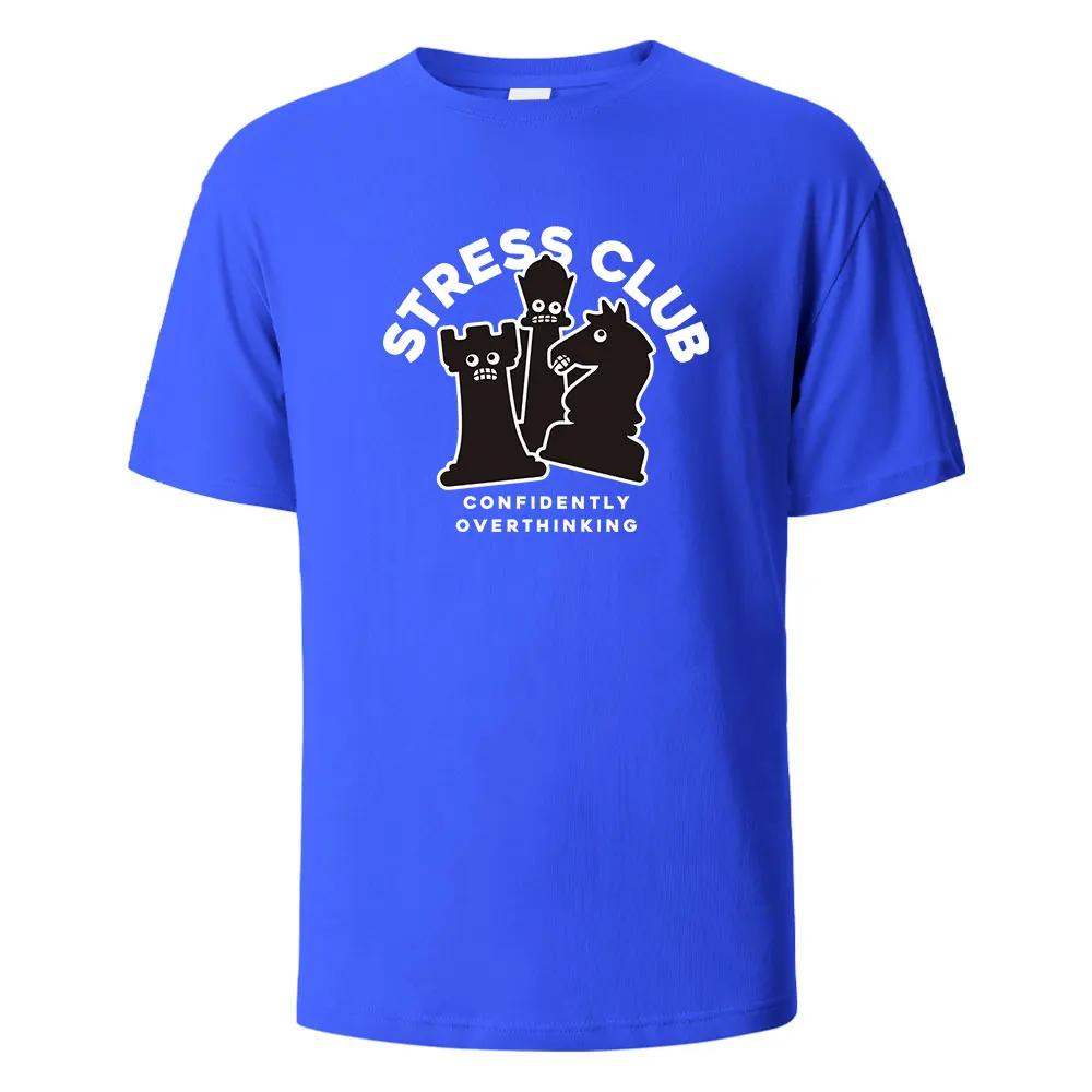Stress Club Print T-Shirt 100% Cotton Summer Tees For UnisexOversize Casual Tops