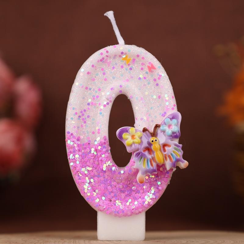 Creative Flower Butterfly Number Candle Birthday Cake Decoration Plug-in Children's First Birthday Party Candle