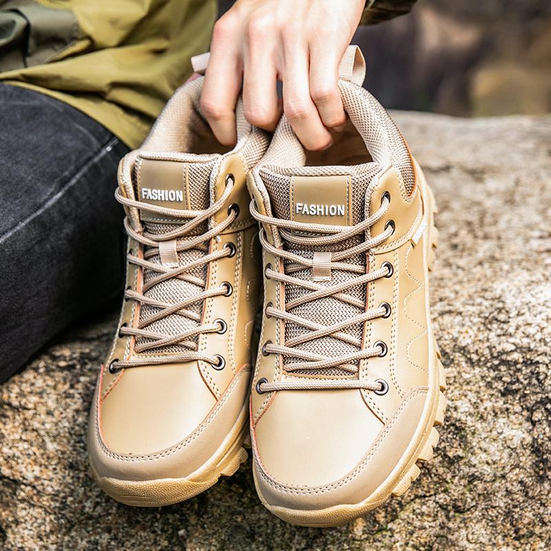 Casual Sneakers Men Outdoor Lace-up High-top Comfortable Wear-resistant Breathable Hiking Shoes Men Shock-absorbing Sports Shoes