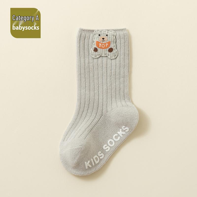 Non-slip Cartoon Toddler Walking Socks with Loose Cuff, Mid-Calf Length, Spring & Autumn
