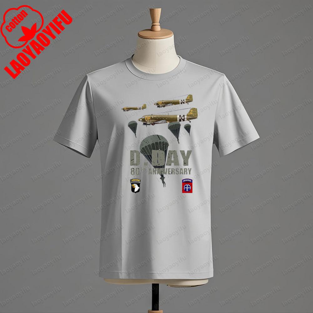 1944 DDay Anniversary Normandy Funny Graphic Vintage Mens TShirt Men Crewneck Cotton Short Sleeve Summer Daily Life Tee Tops