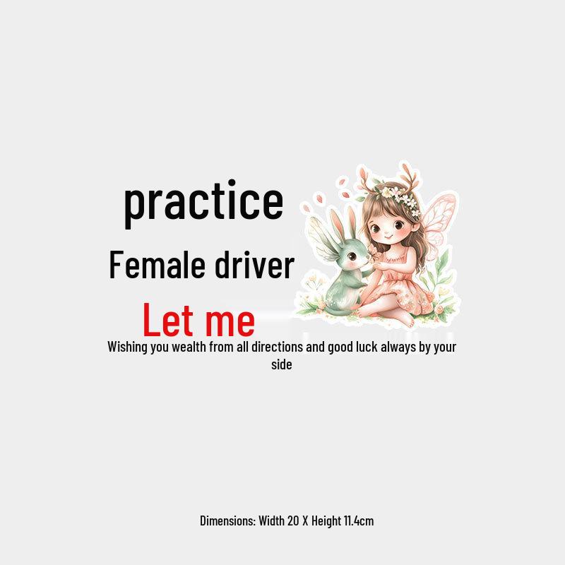 Prosperity Wishes Creative Warning Sticker: New Female Driver Car Rear Window Decoration
