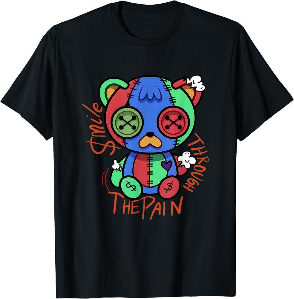 NEW LIMITED Injured Teddy Bear Funny Smile Through The Pain T-Shirt Unisex T-Shirt S