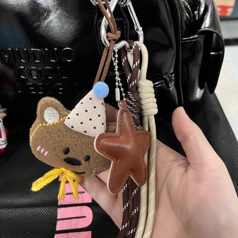Unisex Bag Pendants Cartoon Plush Teddy Bear Doll Star Funny Cute Kawaii High Quality Bag Accessories Multifunctional Keychains