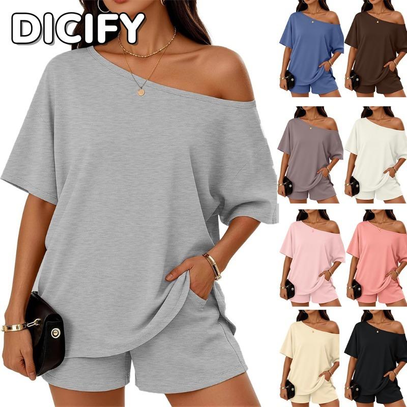 DICFY Women's Fashion Casual Summer Spring Short Sleeve Pants Suits