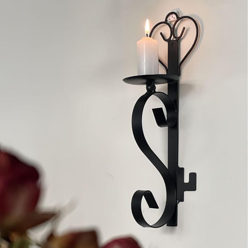 2 Stück Eisen Wandhänger Liebe Kerzenhalter Hohl Kurvendesign für Zuhause Schlafzimmer Wohnzimmer Wanddekoration Weihnachtsgeschenk