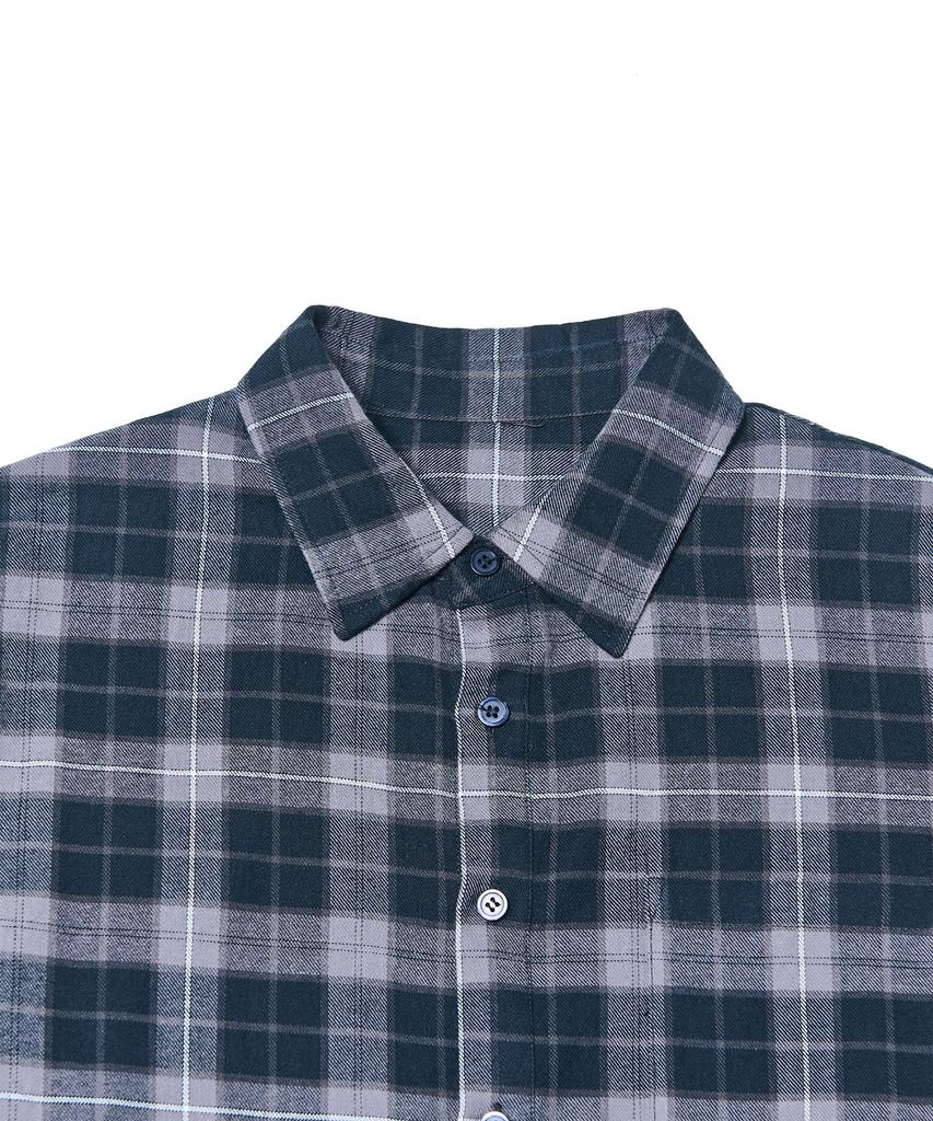 TEN PAST SEVEN Back Print Check Shirt - Gray