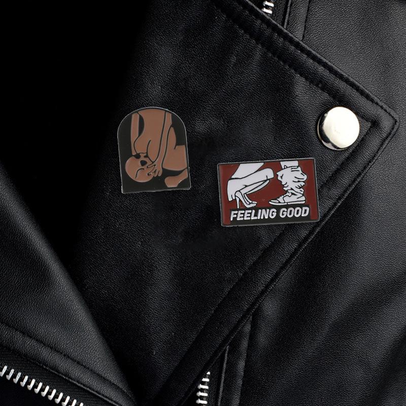 Fun Punk Style Abstract Brooch Pin - Cartoon Line Art Lapel Badge for Clothing, Bags, and Hats