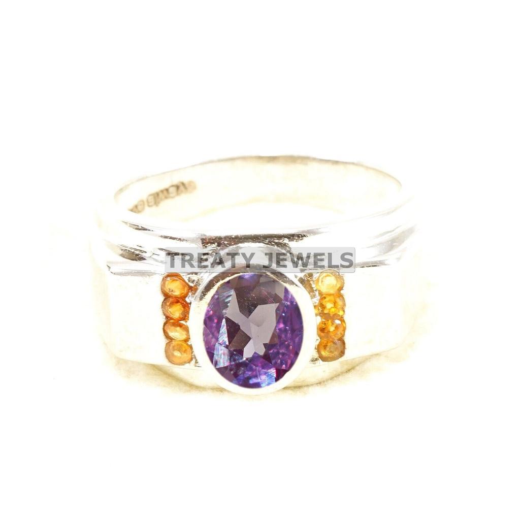 Alexandrite Oval Cut Gemstone With 925 Sterling Silver Ring For Men's #A643 JL375656944132