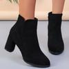 High Heels Suede Woman Ankle Short Boots Chunky Fashion Heeled Shoes New Pumps  Winter Goth Designer Woman Chelsea Botas