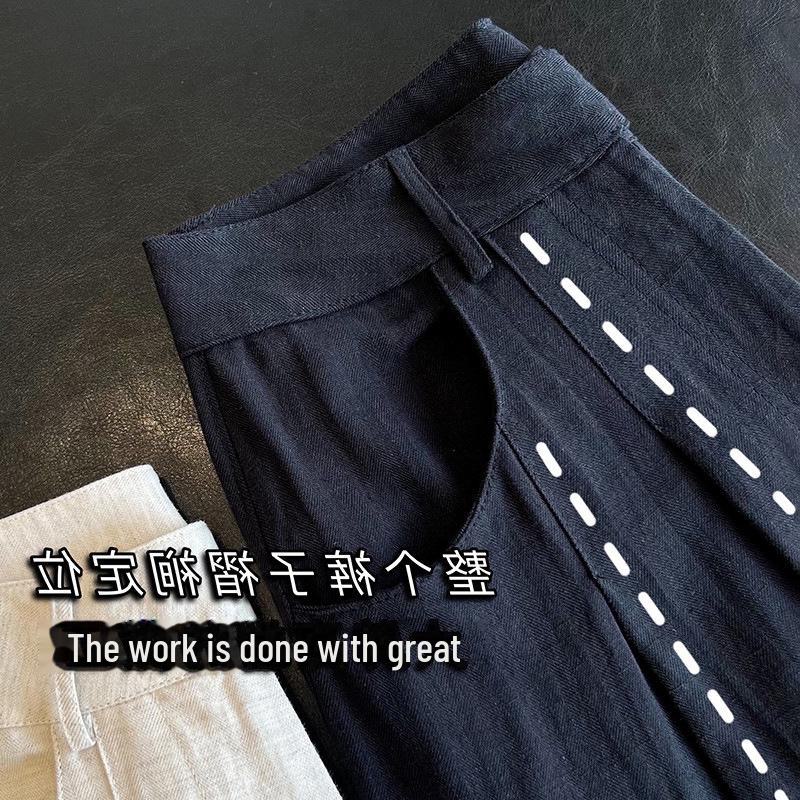 Pantalones anchos de lino y algodón Tencel para mujer con protección solar