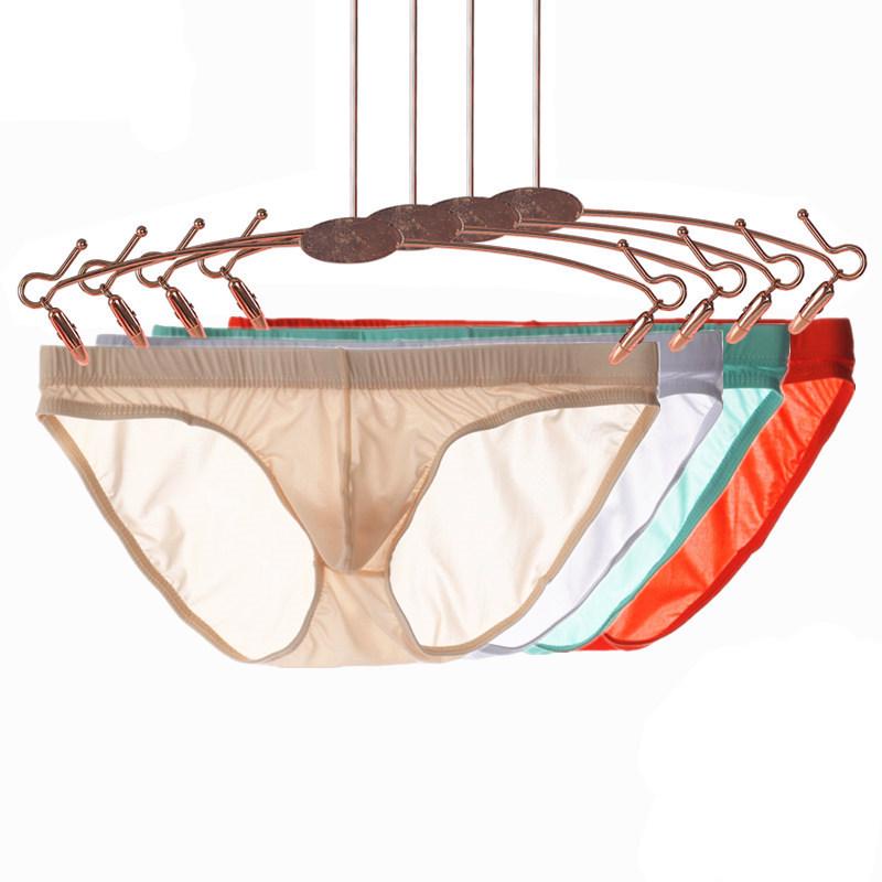 Youye Men's Ice Silk Transparent Low-Waist Breathable Briefs