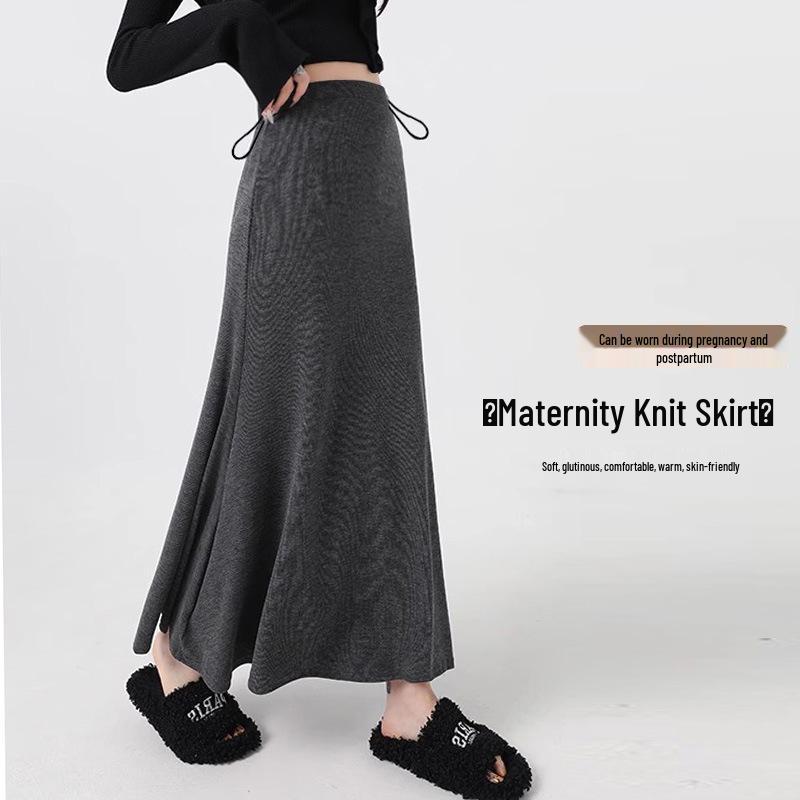 Maternity Knit Fishtail A-line Skirt: Spring 2026 Petite Belly Support Style Medium
