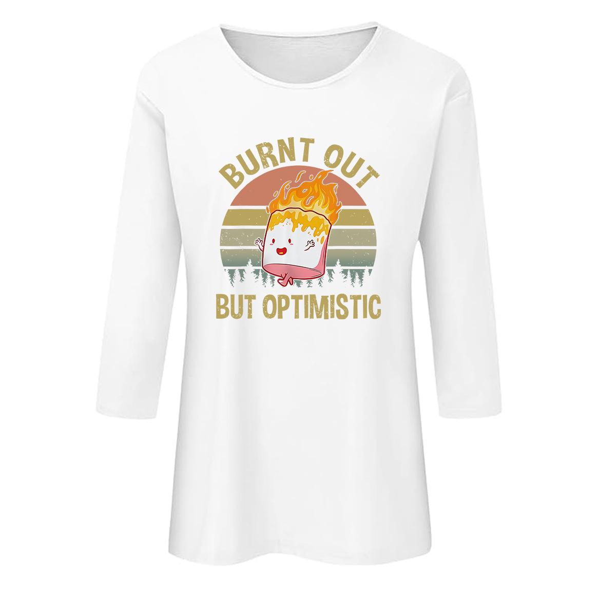 

Optimistically Burnt Out: European & American Women s Round Neck Seven-Sleeve Pullover Double Extra Large белый