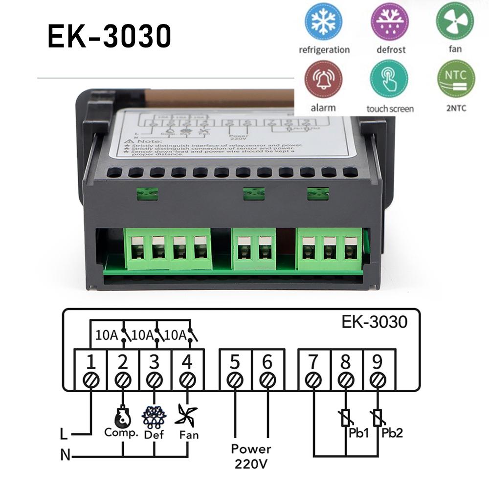 EK-3030 220V Digitalthermostat für Kühlraum Inkubator Temperaturregler Kühlung Heizung Thermoregler Relais