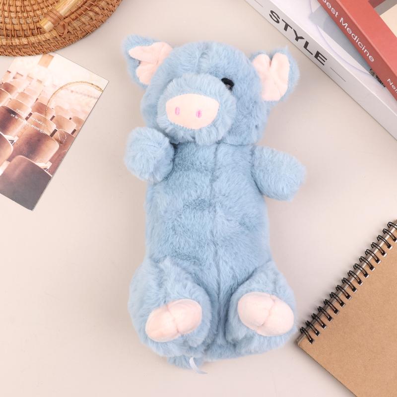 

Кавайный плюшевый пенал в виде поросенка, мультяшная сумка для хранения канцелярских принадлежностей в виде маленького поросенка, портативный пенал, косметичка, школьные принадлежности, подарки синий