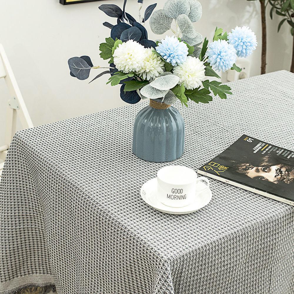 Tablecloth Japanese Thickened Cotton And Linen Fabric High-End Light Luxury Retro Waffle Dining Table Square Table Round Table Cloth