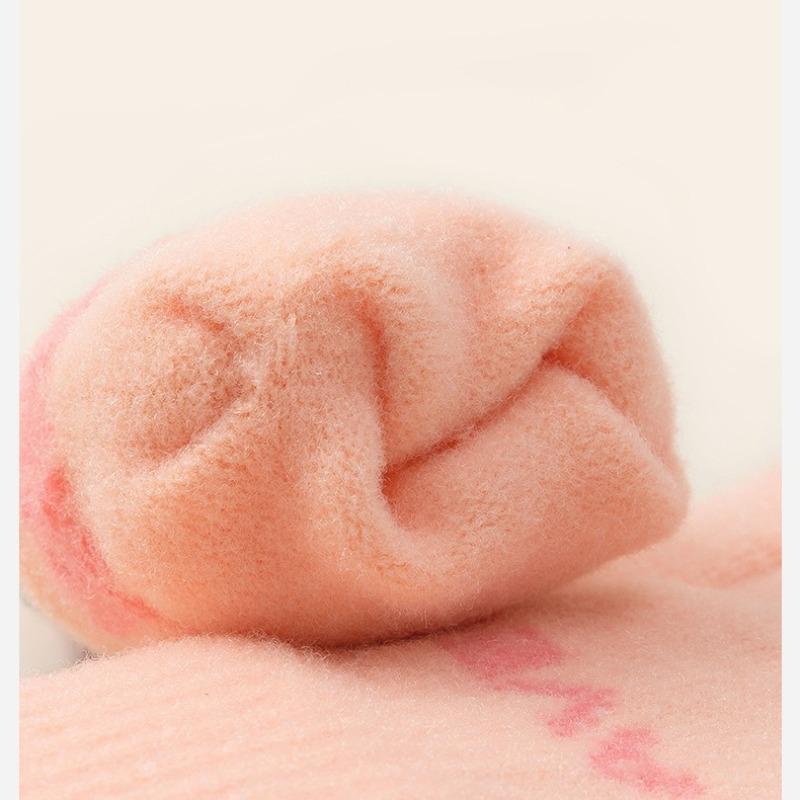 Gloves female autumn and winter fingers cute cold-proof warm knitted velvet cycling gloves five fingers